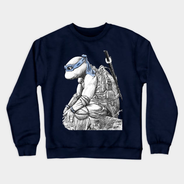 Teenage Mutant Ninja Turtles - Leonardo B&W Crewneck Sweatshirt by JebMiao